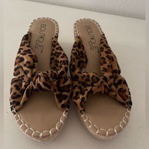 Boutique by Corkeys Leopard Print Knot Wedge Sandals